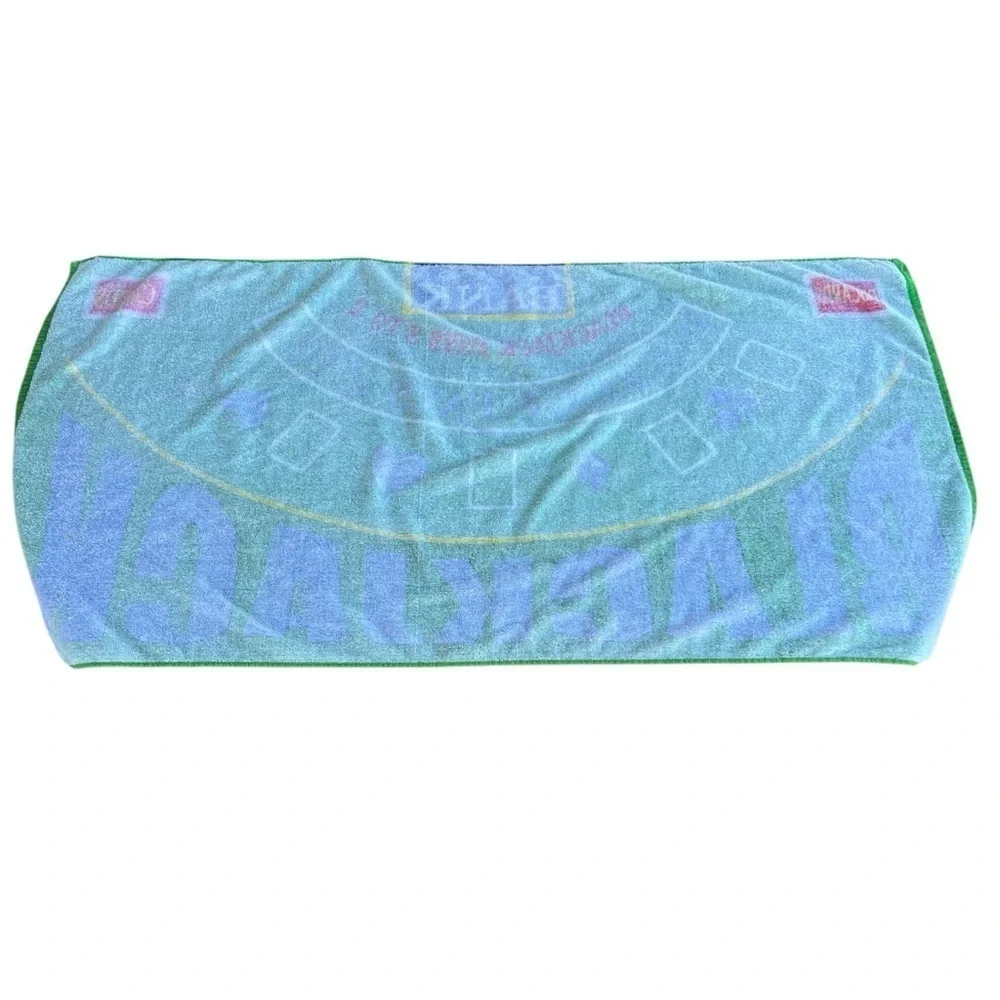 Jay Franco & Sons Blackjack Table Beach Towel Multicolor Cotton 30x59 Y2K HTF